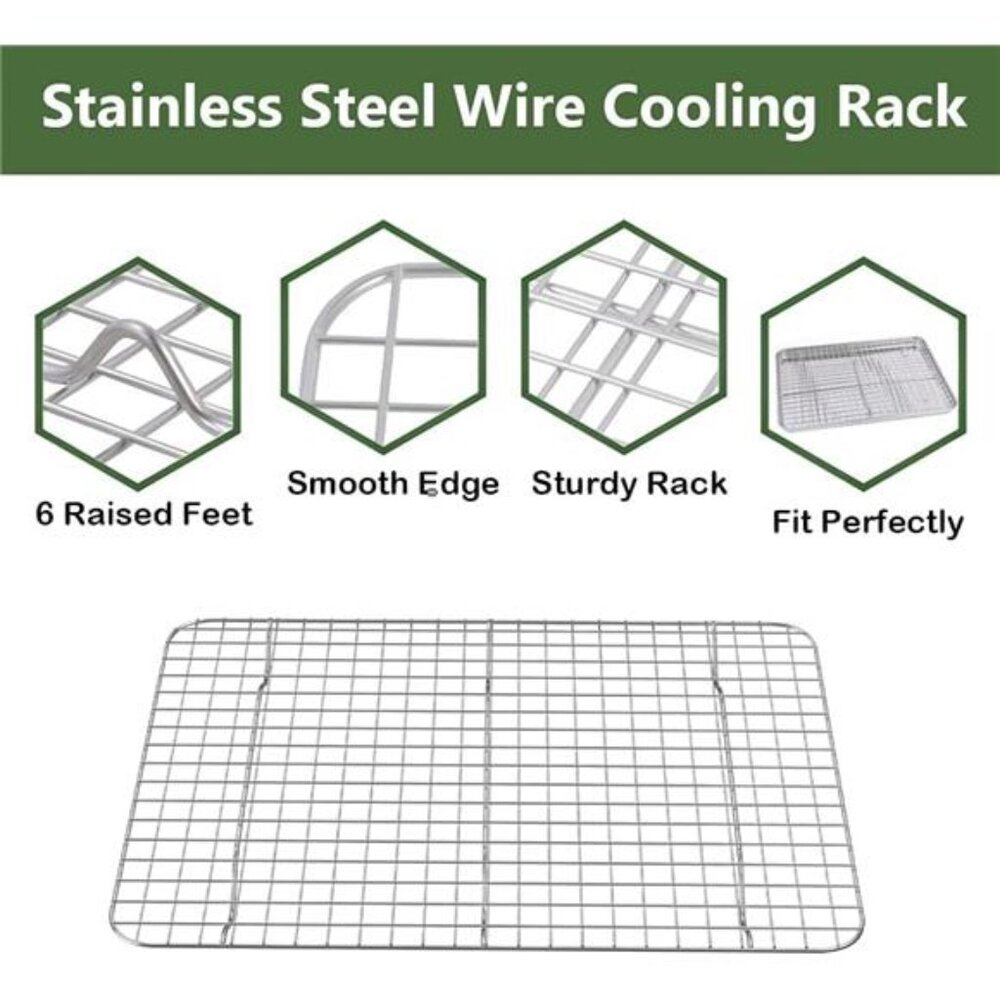 ROTTAY Baking Sheet with Rack Set (2 Pans + 2 Racks), Stainless Steel Cookie - Picture 6 of 16